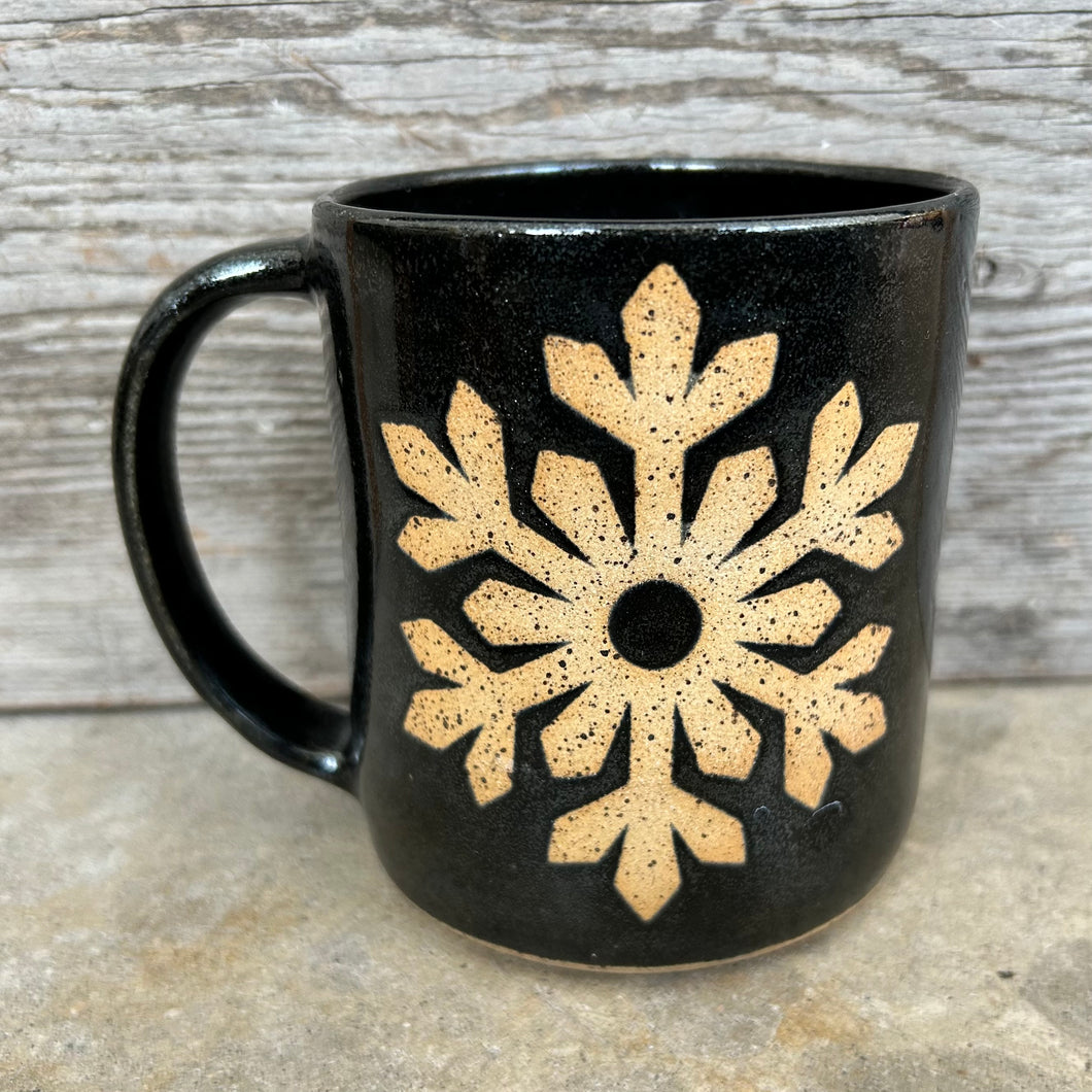 Black Sparkle Snowflake Mug