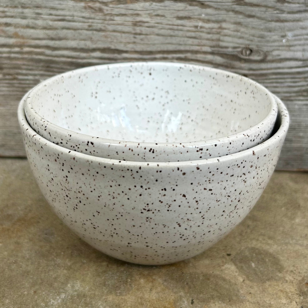 Farmhouse White Speckle Nesting Bowl Pair