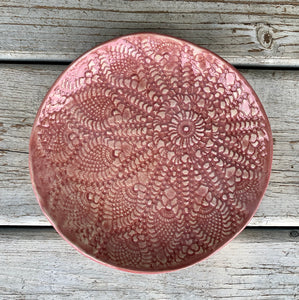 Pink Antiqued Doily plate